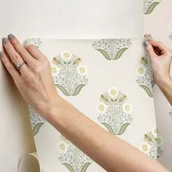 Mirth Studios Sophie Floral Medallion Peel & Stick Wallpaper - Sage