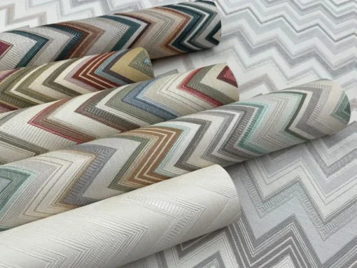 Missoni Home Happy Zig Zag Wallpaper - Orange & Blue