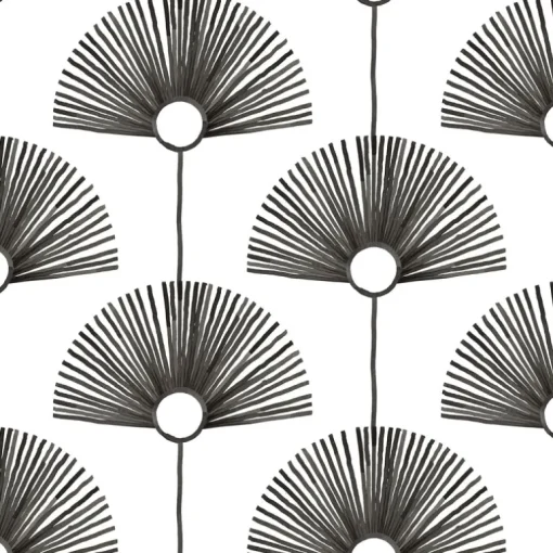 Mitchell Black Bohemian Bungalow Deco Fan Wallpaper - Calligraphy Black