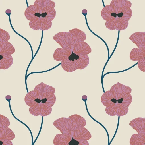 Mitchell Black Natalie Papier Flourish Floral Wallpaper - Fuchsia Linen