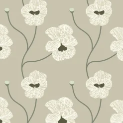 Mitchell Black Natalie Papier Flourish Floral Wallpaper - Raw Cotton