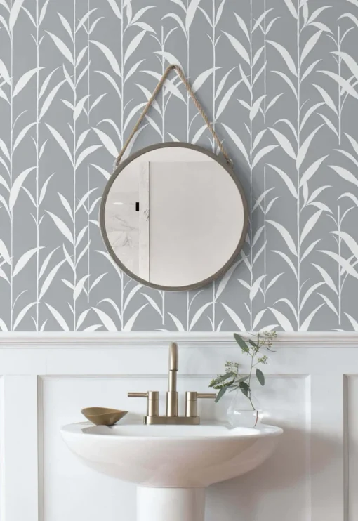 NextWall Bamboo Leaves Peel & Stick Wallpaper - Gray