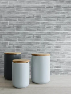 NextWall Brushed Metal Tile Peel & Stick Wallpaper - Silver