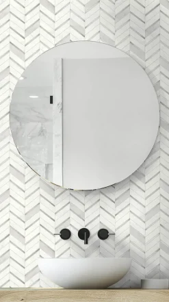 NextWall Chevron Marble Tile Peel & Stick Wallpaper - Silver