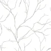NextWall Delicate Branches Peel & Stick Wallpaper - Silver