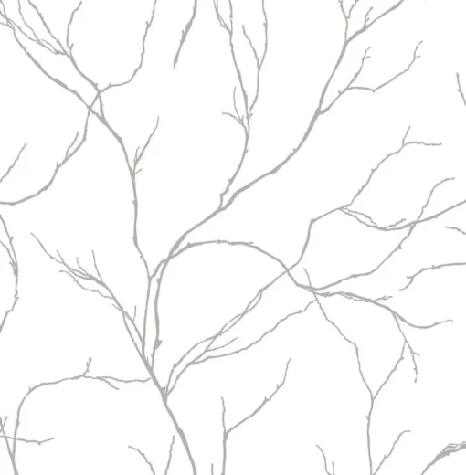 NextWall Delicate Branches Peel & Stick Wallpaper - Silver