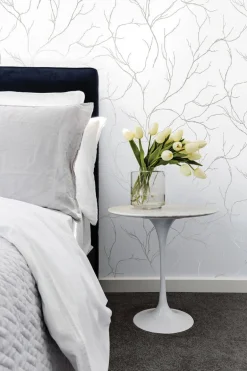 NextWall Delicate Branches Peel & Stick Wallpaper - Silver