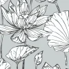 NextWall Lotus Floral Peel & Stick Wallpaper - Gray