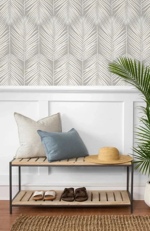 NextWall Palm Silhouette Peel & Stick Wallpaper - Gray