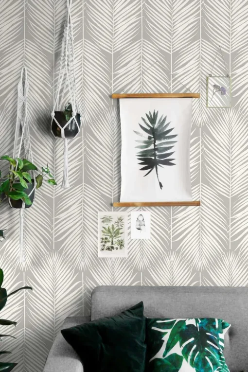 NextWall Palm Silhouette Peel & Stick Wallpaper - Gray