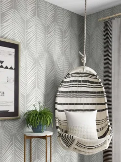 NextWall Palm Silhouette Peel & Stick Wallpaper - Gray