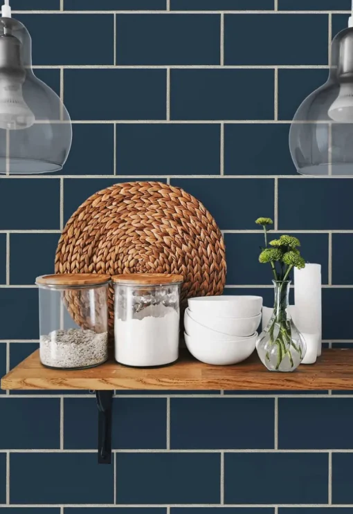 NextWall Retro Subway Tile Peel & Stick Wallpaper - Blue