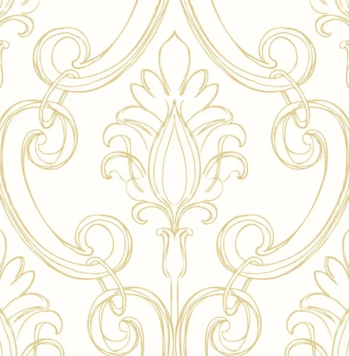 NextWall Sketched Damask Peel & Stick Wallpaper - Gold