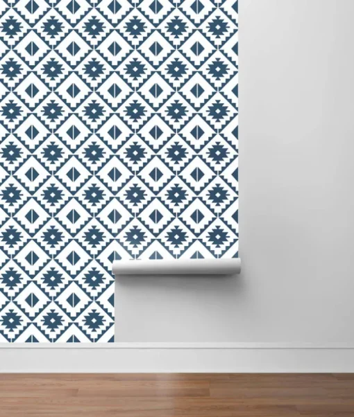 NextWall Southwest Tile Peel & Stick Wallpaper - Blue & White