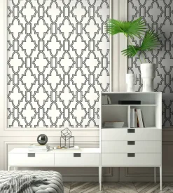 NextWall Tile Trellis Peel & Stick Wallpaper - Black & White
