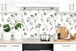 NextWall Tulip Toss Peel & Stick Wallpaper - Black
