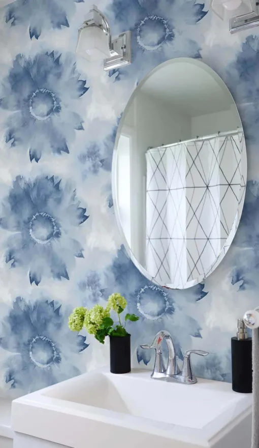 NextWall Watercolor Sunflower Peel & Stick Wallpaper - Blue