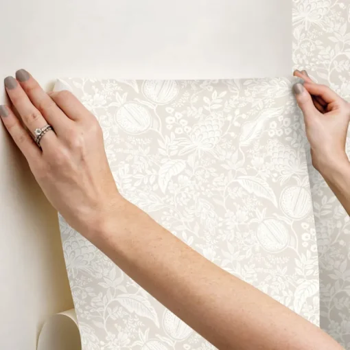 Rifle Paper Co. Pomegranate Peel & Stick Wallpaper - Beige & White