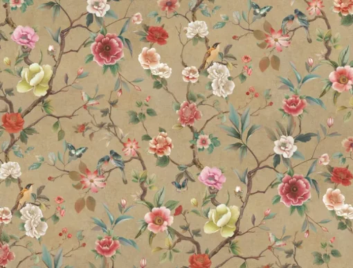 Ronald Redding Tea Garden Kimora's Garden Wallpaper - Linen