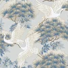 Ronald Redding Tea Garden Sprig & Heron Wallpaper - Light Blue