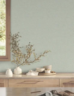 Ronald Redding Tea Garden Daystone Wallpaper - Soft Jade