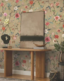 Ronald Redding Tea Garden Kimora's Garden Wallpaper - Linen