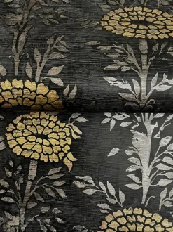 Ronald Redding Tea Garden French Marigold Wallpaper - Black & Gold