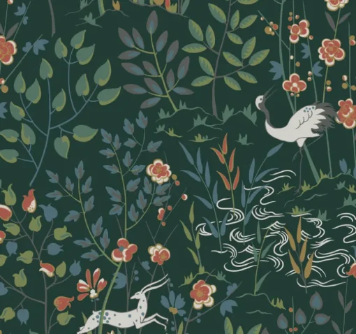 Ronald Redding Traveler Aspen Wallpaper - Dark Green