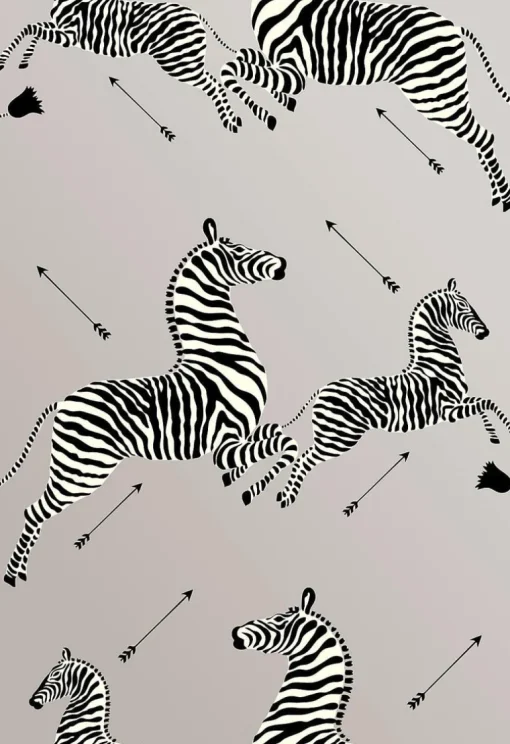Scalamandre Zebras Collection Zebras Wallpaper - Silver
