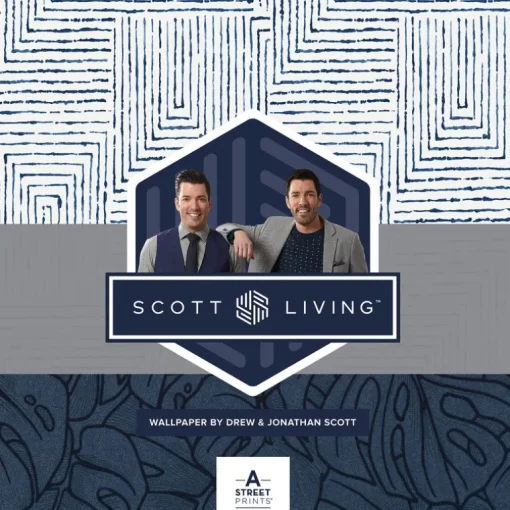 Scott Living Karson Swirling Geometric Wallpaper - Slate