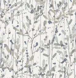 Scott Living Leandra Floral Trail Wallpaper - Grey