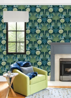 Scott Living Mandeville Wallpaper - Teal