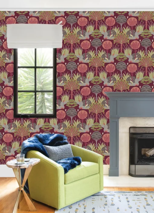 Scott Living Mandeville Wallpaper - Raspberry