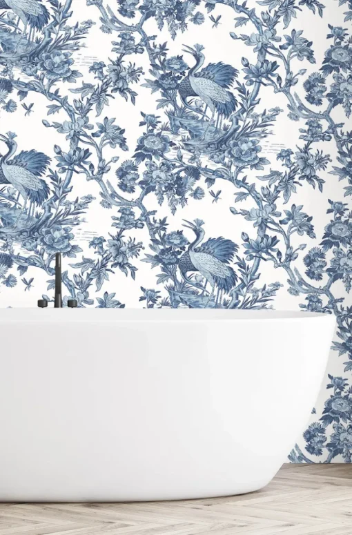 Seabrook DuPont Crane Toile High Performance Wallpaper - French Blue