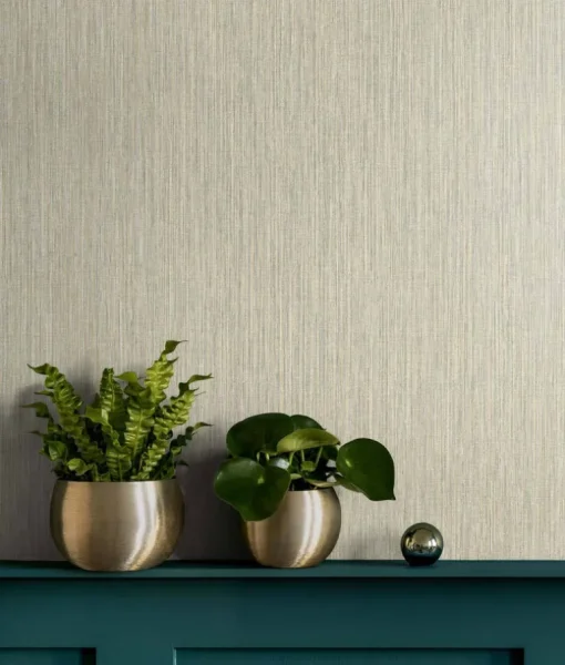 Seabrook Even More Textures Vertical Stria Wallpaper - Desert & Metallic Gold