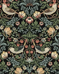 Seabrook Fragaria Garden Wallpaper - Ebony