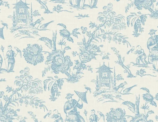 Seabrook French Country Colette Chinoiserie Wallpaper - Bleu Bisque