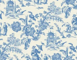 Seabrook French Country Colette Chinoiserie Wallpaper - Denim Wash