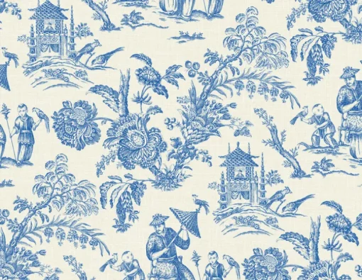 Seabrook French Country Colette Chinoiserie Wallpaper - Denim Wash