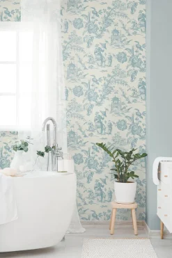 Seabrook French Country Colette Chinoiserie Wallpaper - Bleu Bisque