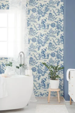 Seabrook French Country Colette Chinoiserie Wallpaper - Denim Wash