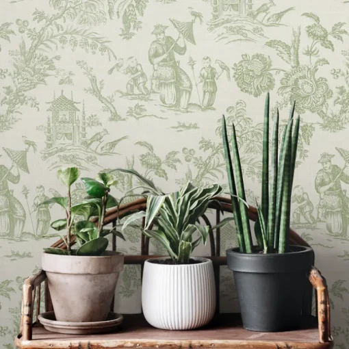 Seabrook French Country Colette Chinoiserie Wallpaper - Herb