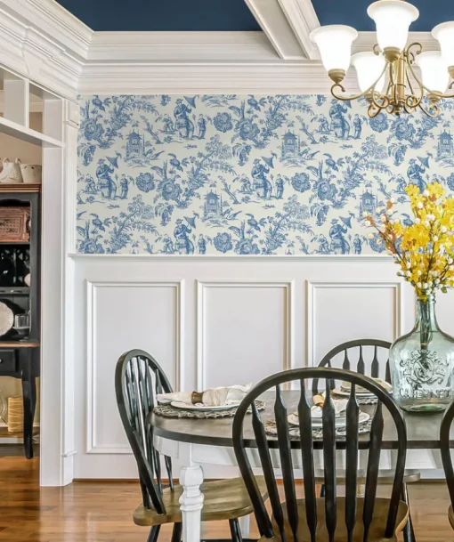 Seabrook French Country Colette Chinoiserie Wallpaper - Denim Wash