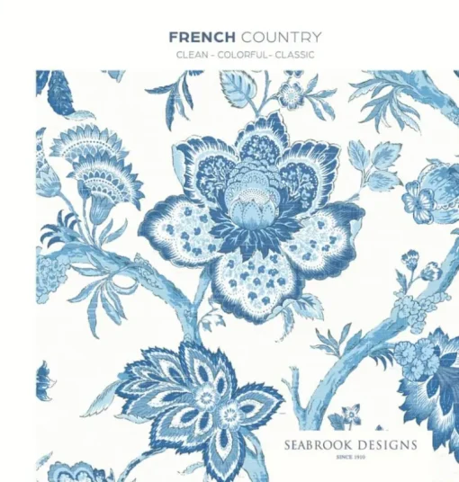 Seabrook French Country Colette Chinoiserie Wallpaper - Denim Wash