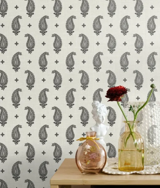 Seabrook French Country Maia Paisley Wallpaper - Poppy Seed