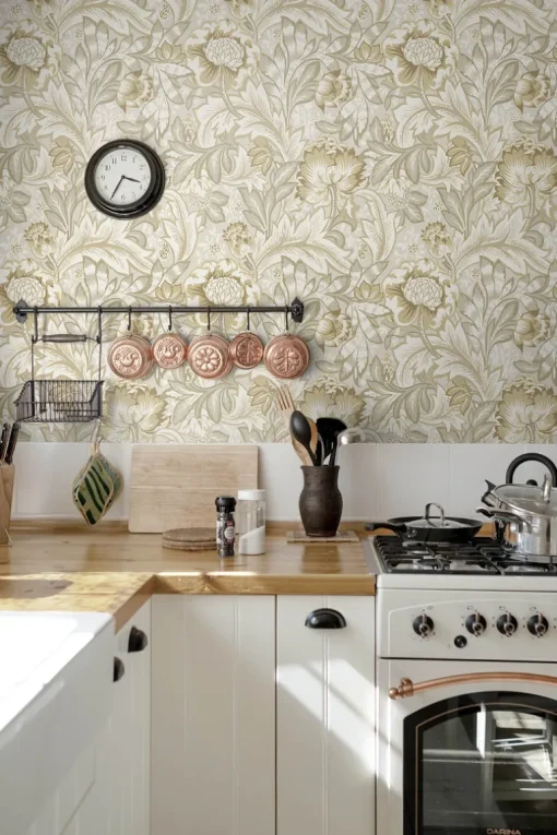 Seabrook Legacy Prints Acanthus Garden Wallpaper - Warm Neutral