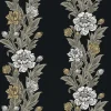 Seabrook Legacy Prints Blooming Stripe Wallpaper - Ebony & Goldenrod