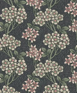 Seabrook Legacy Prints Floral Vine Wallpaper - Smoke & Laurel Green