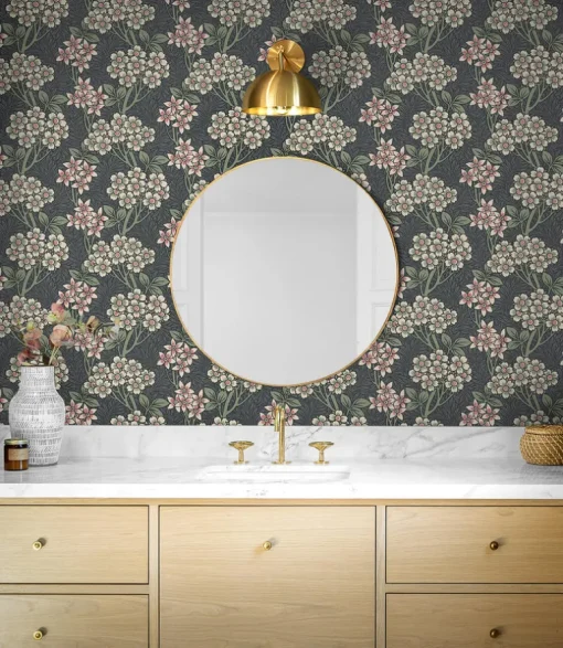 Seabrook Legacy Prints Floral Vine Wallpaper - Smoke & Laurel Green