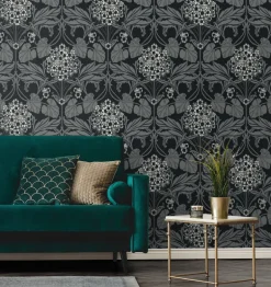 Seabrook Legacy Prints Floral Hydrangea Wallpaper - Ebony & Charcoal